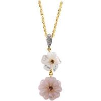 Mother of Pearl and Pink Tourmaline Flower Necklace