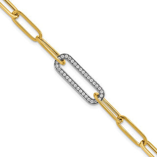Gold Paperclip Link Bracelet with Diamond Link