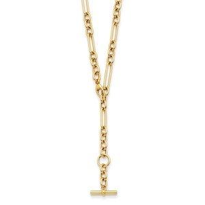 ##33 Gold Paperclip and Round. Link Toggle Necklace (Copy)