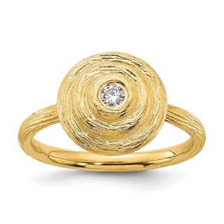Textured Gold Diamond Ring