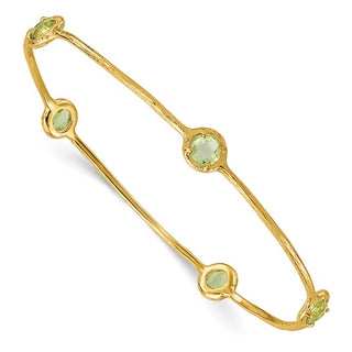 Textured Gold Gem Bangle Bracelet