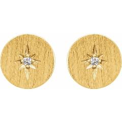Starburst Diamond Gold Disc Earrings