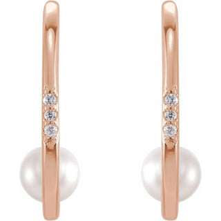 Rose Gold Pearl and Diamond Earrings