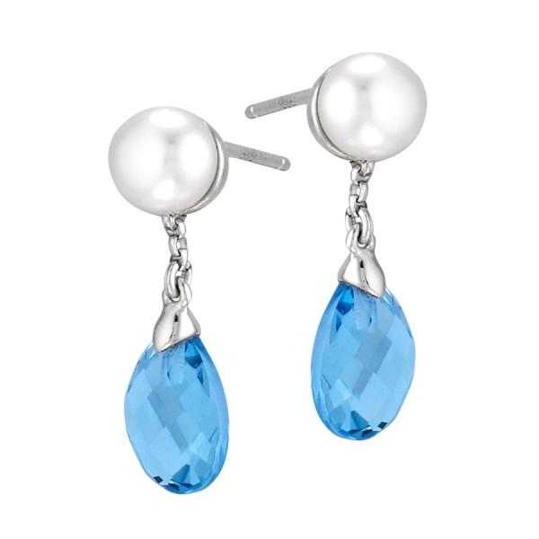 Cultured Pearl and Blue Topaz Earring