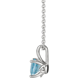 Aquamarine Pendant Necklace in 14k White or Yellow Gold