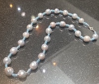 South Sea Pearls and Faceted Blue Topaz Necklace