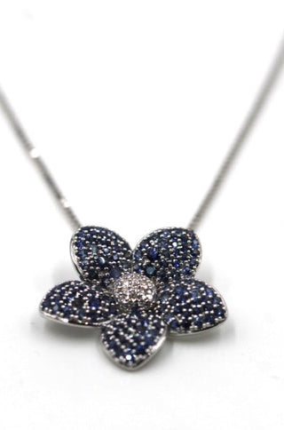 Janet Deleuse Sapphires and Diamonds Flower Pendant Necklace, SOLD