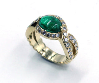 Pre-owned Janet Deleuse Emerald and Diamond Ring,  SALE