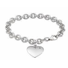 Sterling Silver Bracelet with Diamond Heart Charm, SALE, SOLD