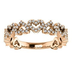 Rose Gold Diamond Heart Stackable Ring