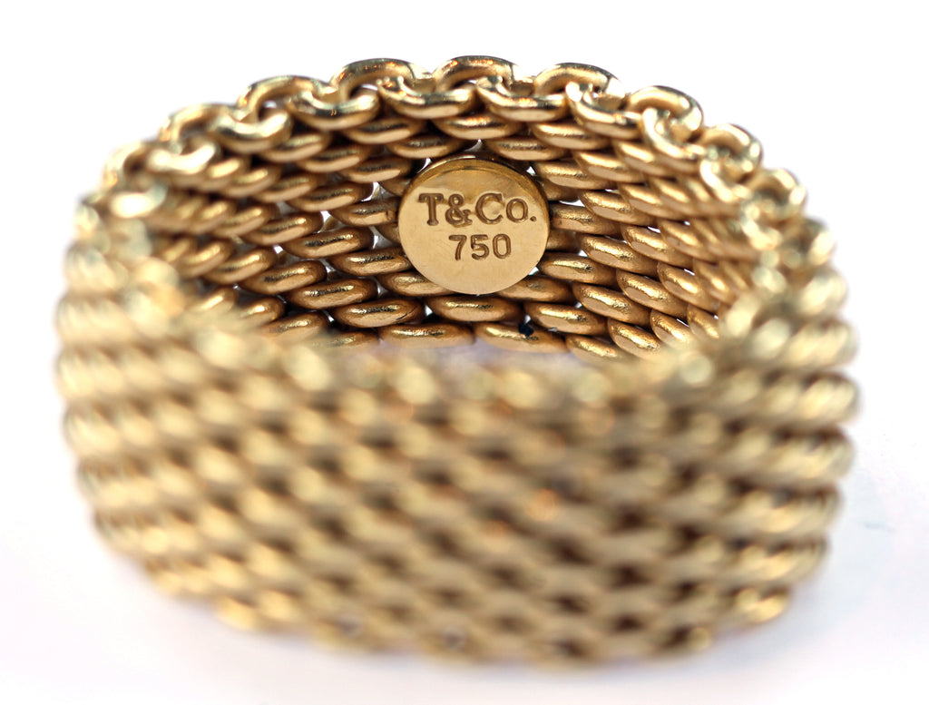 Tiffany and Co. Gold Mesh Somerset Ring at 1stDibs  tiffany somerset ring, gold  mesh ring tiffany, white gold mesh ring