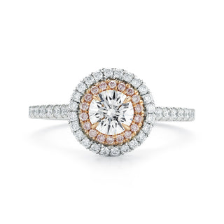 Diamond Halo Ring in White and Rose Gold