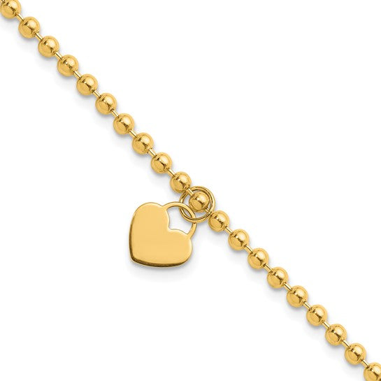 Gold Bead Bracelet with Heart Charm