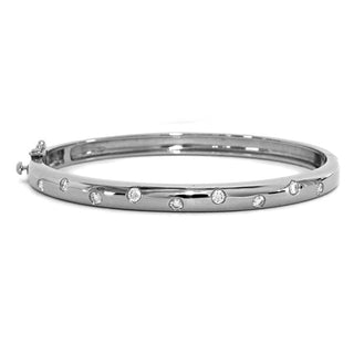 Solid Yellow or White Gold Diamond Bangle
