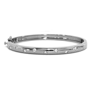 Solid Yellow or White Gold Diamond Bangle