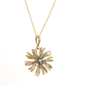 Yellow and White Gold Flower Pendant