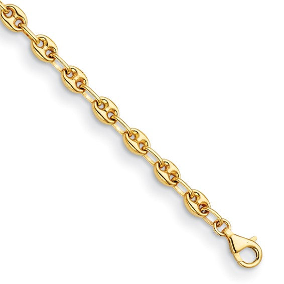 1960s Mariner Nautical Anchor Link Bark Finish Yellow Gold Bracelet at  1stDibs | gold nautical bracelet