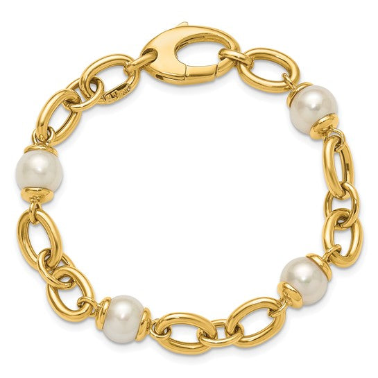 Gold Link Pearl Bracelet