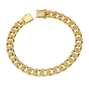 Wide Gold Diamond Link Bracelet