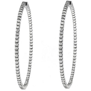 18K White Gold Diamond Hoop Earrings, 2.30 cts.