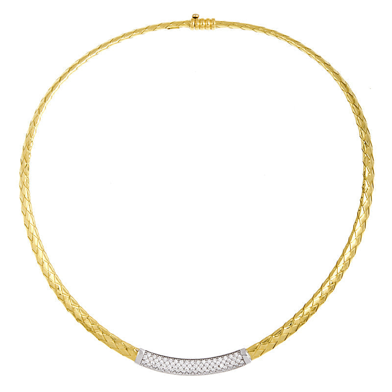 18k Woven Gold Collar with Diamonds