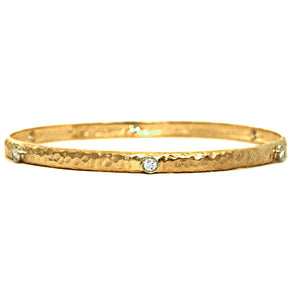 Hammered Yellow or White Gold Bracelet with Diamonds
