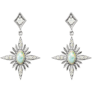 Opal and Diamond Earrings in 14K Rose or White Gold