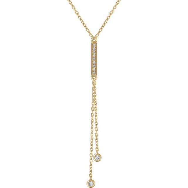 Yellow or White Gold Diamond Y Necklace