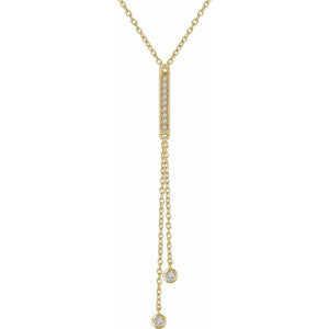 Yellow or White Gold Diamond Y Necklace