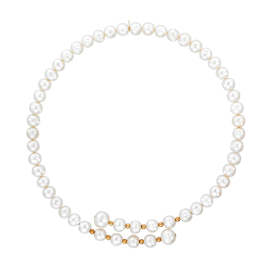 Cultured Pearl and Gold Bead Collar