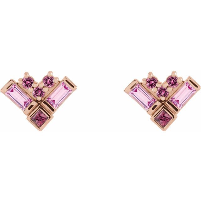 Rose Gold Pink Gemstones Earrings