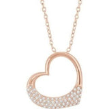 Rose or White Gold Diamond Heart Necklace