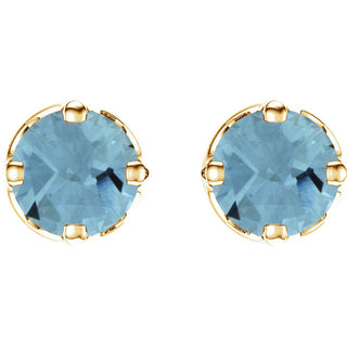 Aquamarine Earrings in Yellow or White Gold