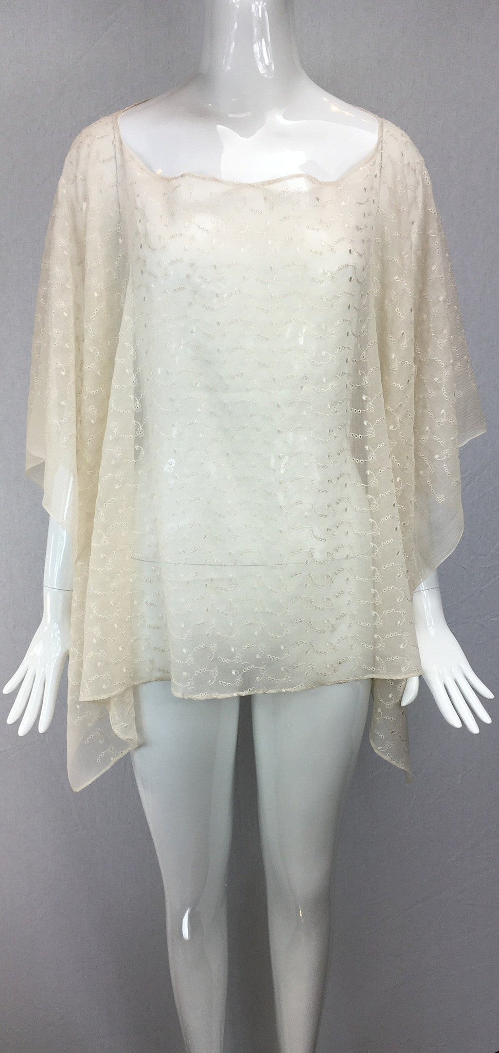 Janet Deleuse Embroidered Silk Chiffon Top