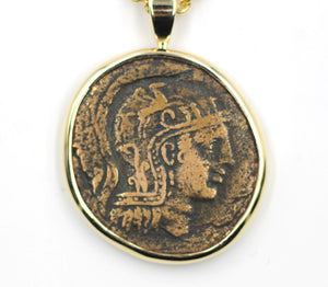 Deleuse Rare Greek Coin Pendant and Chain