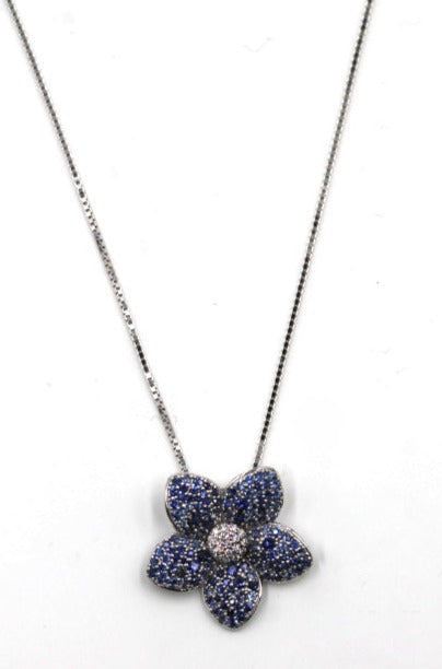 Janet Deleuse Sapphires and Diamonds Flower Pendant Necklace, SOLD