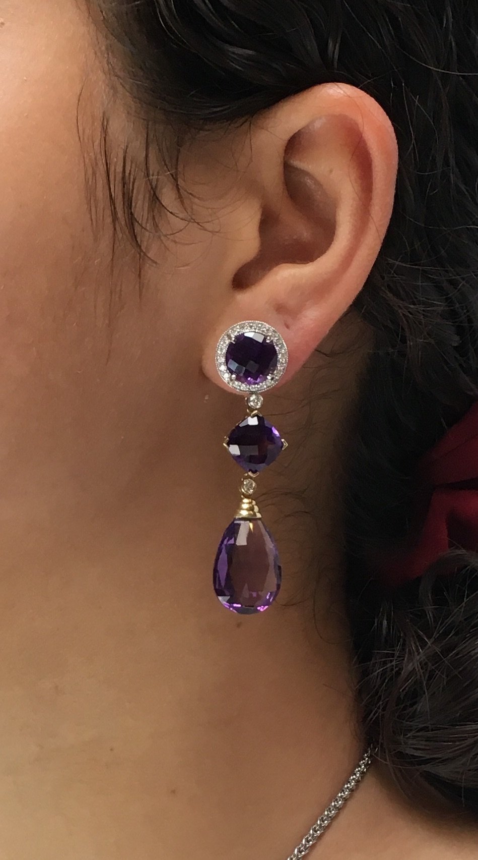 Janet Deleuse Amethyst and Diamond Earrings, SALE