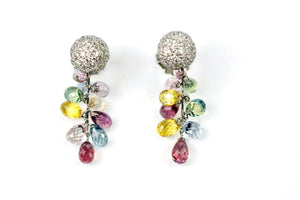 Janet Deleuse Designer Sapphire Briolette and Diamond Earrin