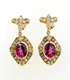 Janet Deleuse Designer Pink Tourmaline and Diamond Earrings, SOLD