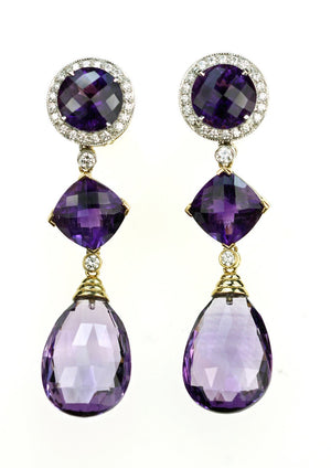 Janet Deleuse Amethyst and Diamond Earrings, SALE