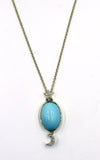 Janet Deleuse Turquoise and Diamond Pendant Necklace