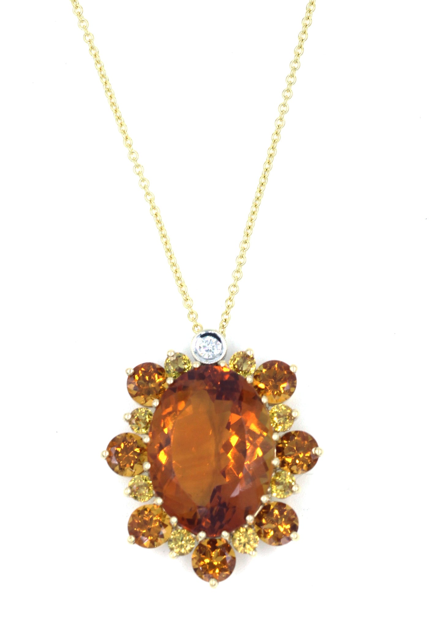 Janet Deleuse Citrine, Yellow Sapphire and Diamond Pendant