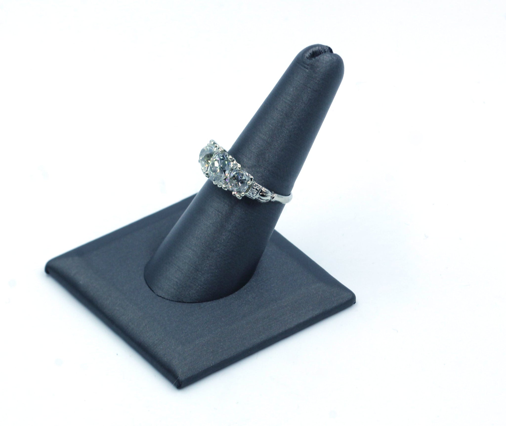 Vintage Three Stone Cushion Cut Diamond Ring, SALE