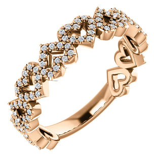 Rose Gold Diamond Heart Stackable Ring, SOLD