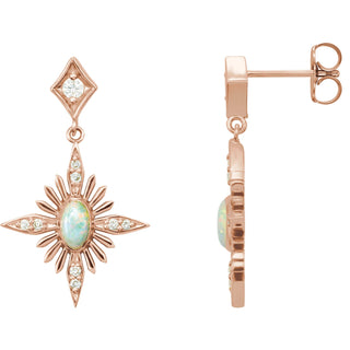 Opal and Diamond Earrings in 14K Rose or White Gold