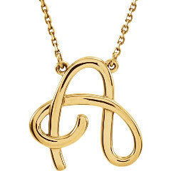 Rose, Yellow or White Gold Initial Necklace
