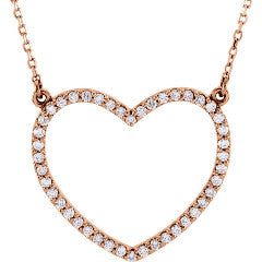 Diamond Heart Necklace in Yellow or Rose Gold