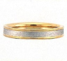 14K Yellow and White Gold Textured Wedding Band