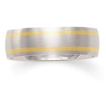 14K White and Yellow Gold Textured Wedding Band