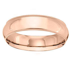 Half Round Milgrain Band in 14K Yellow or Rose or White Gold